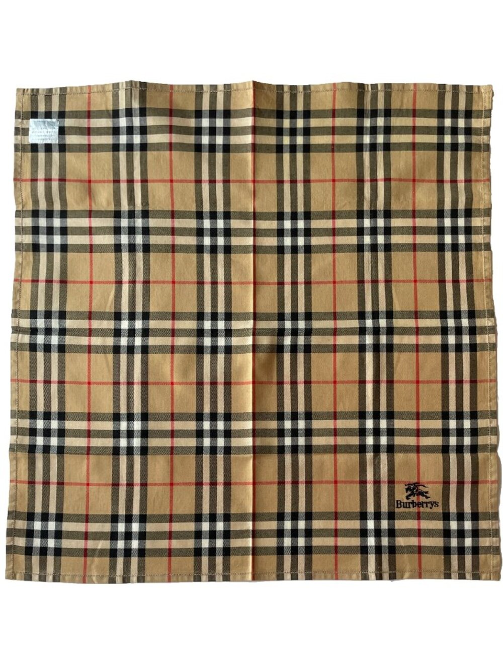 Burberrys Vintage Nova Check Cotton Scarf Embroidered Logo NWOT - Picture 3 of 11